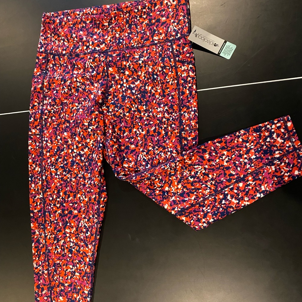 NWT Ideology Women's High Rise, Side Pockets Speckle Berry 7/8 Leggings XL